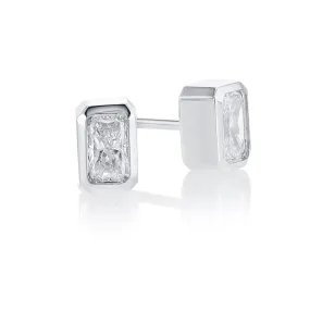 0.43 CT Radiant Diamond 14K White Gold Ear Studs