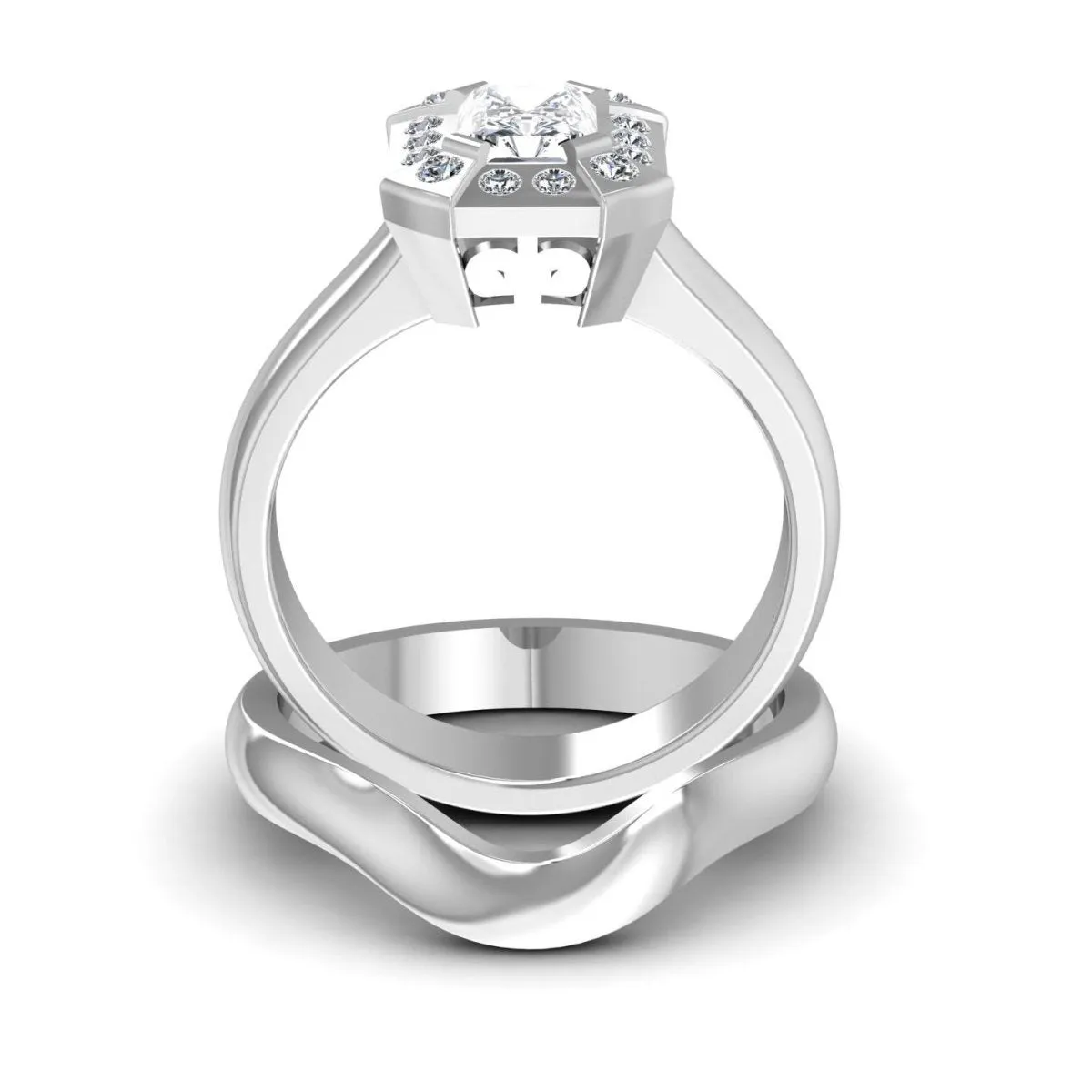 0.51-1.66 CT Round & Radiant Cut Diamonds - Bridal Set