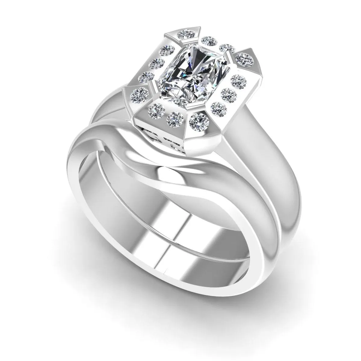 0.51-1.66 CT Round & Radiant Cut Diamonds - Bridal Set