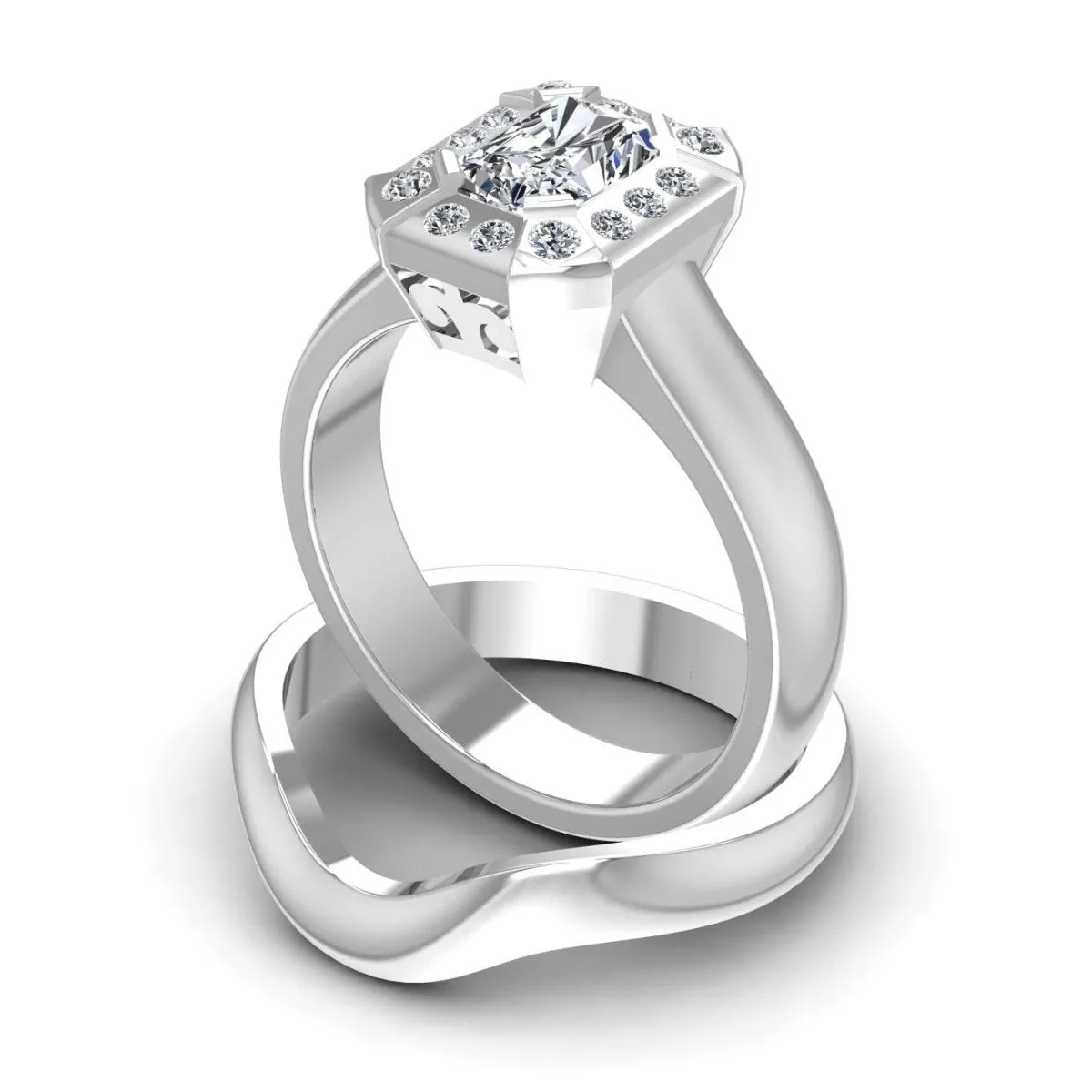 0.51-1.66 CT Round & Radiant Cut Diamonds - Bridal Set