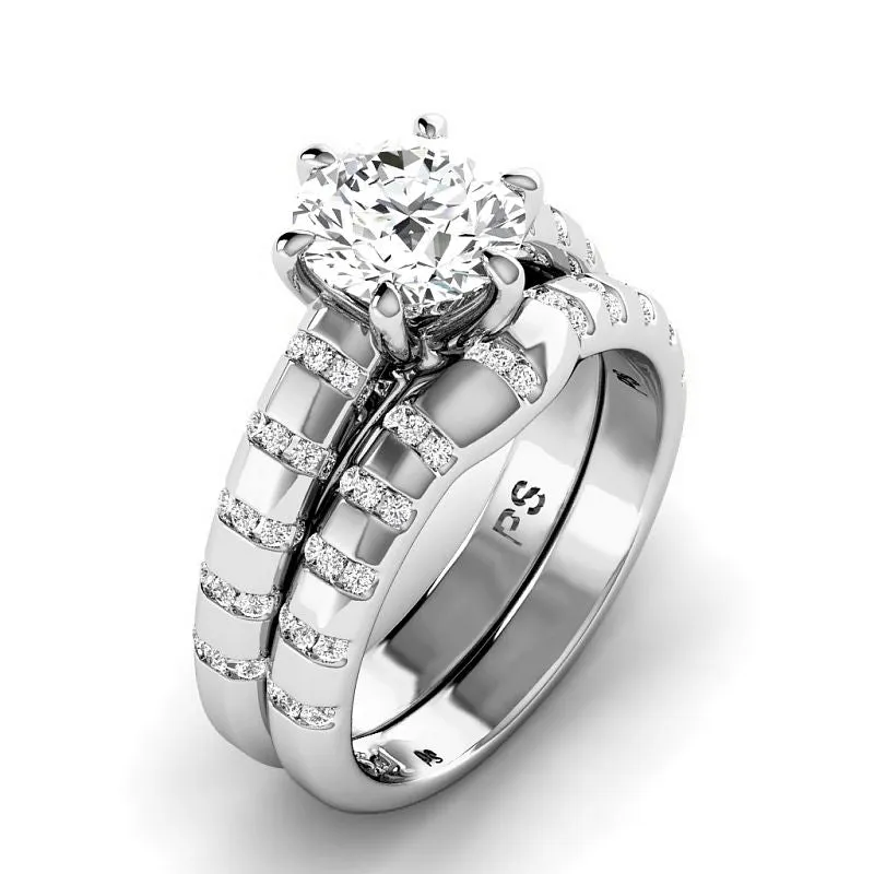 0.80-3.30 CT Round Cut Lab Grown Diamonds - Bridal Set