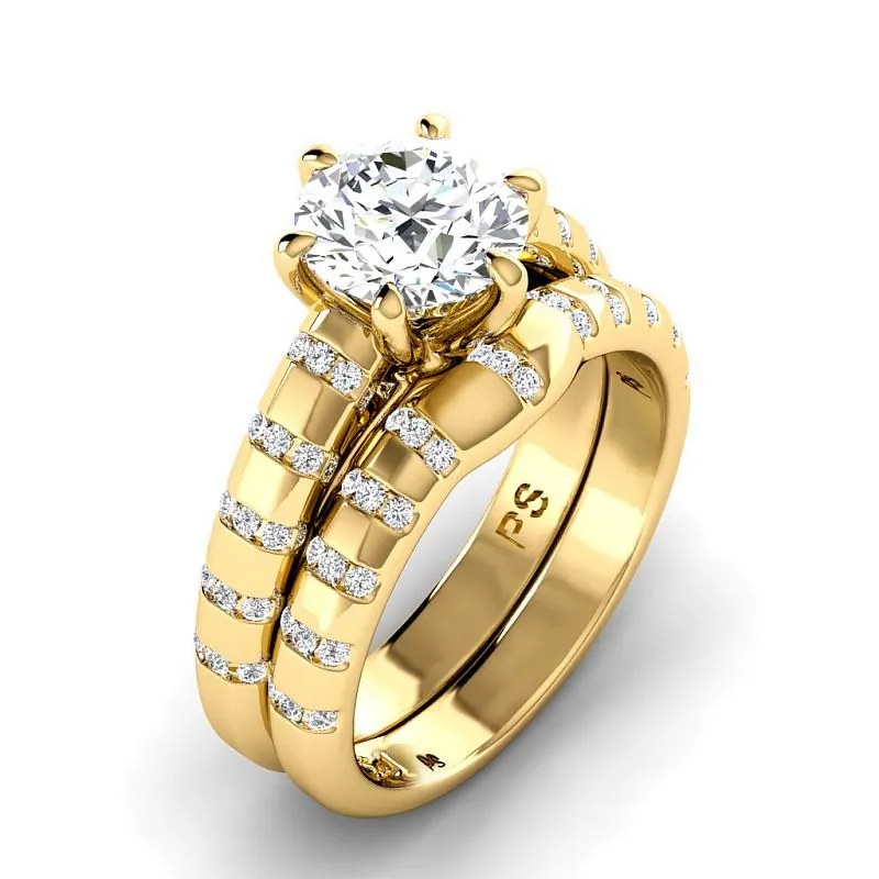 0.80-3.30 CT Round Cut Lab Grown Diamonds - Bridal Set