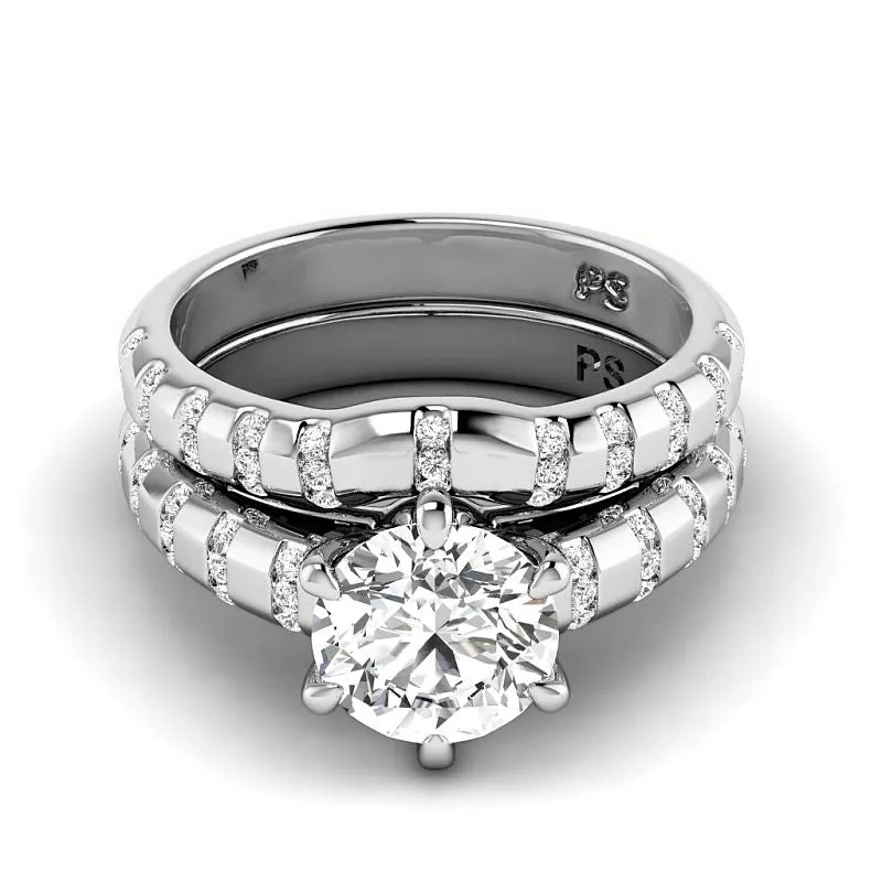 0.80-3.30 CT Round Cut Lab Grown Diamonds - Bridal Set