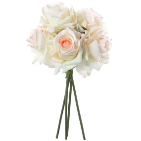 11.8" Real Touch Rose Silk Flower Stem Bundle -Cream/Pink (pack of 12)