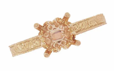 14 Karat Rose Gold Art Deco 3/4 Carat Crown Scrolls Filigree Engagement Ring Setting
