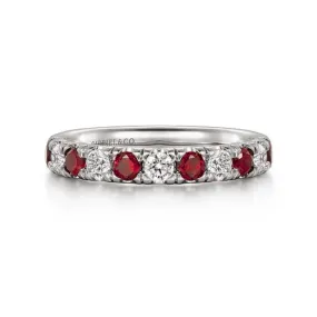 14K White Gold Stackable Ruby and Diamond Ring