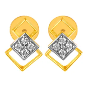 14KT (585) Yellow Gold & Diamond Overlapping Stud Earrings