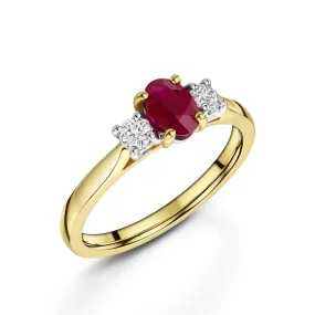 18ct Yellow & White Gold Ruby & Diamond Ring 0.52ct