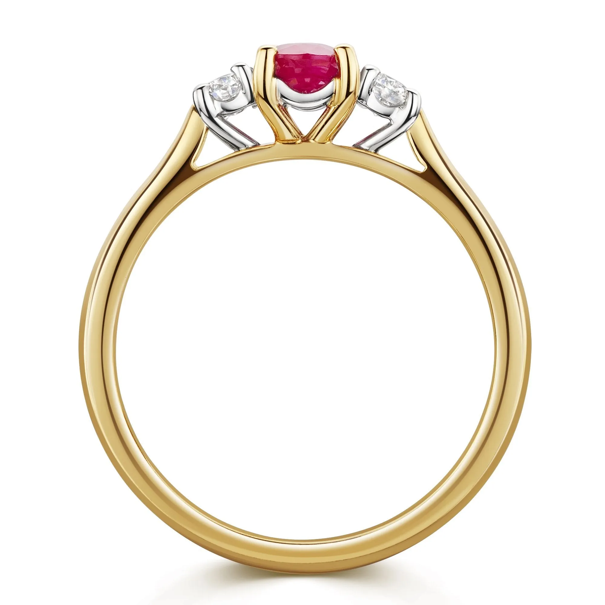 18ct Yellow & White Gold Ruby & Diamond Ring 0.52ct