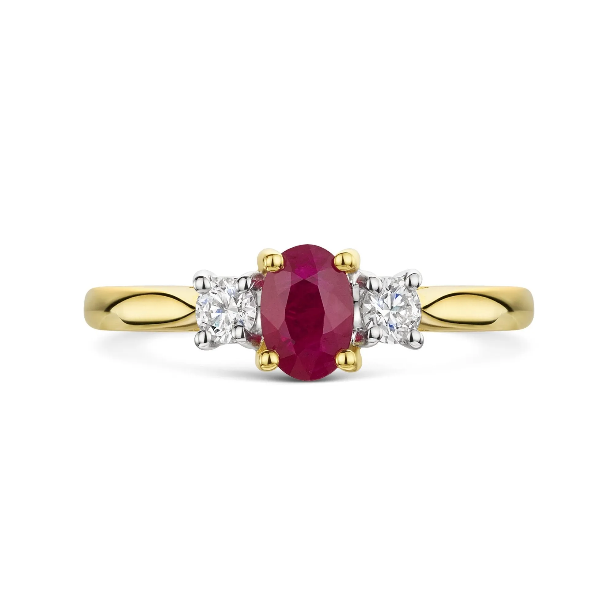 18ct Yellow & White Gold Ruby & Diamond Ring 0.52ct