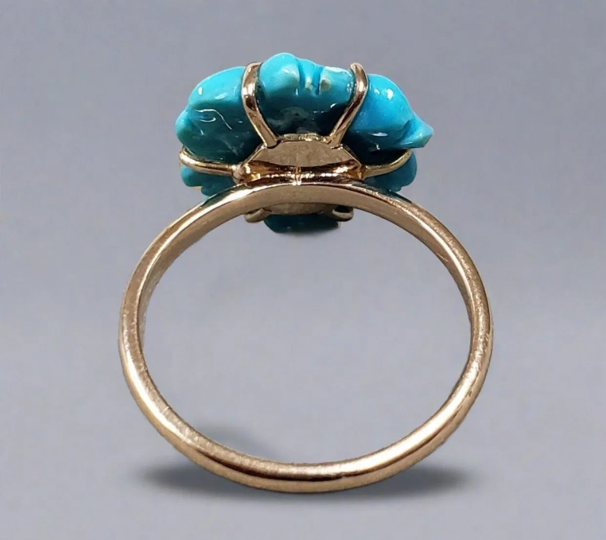 18k Gold Turquoise with Ruby Ring