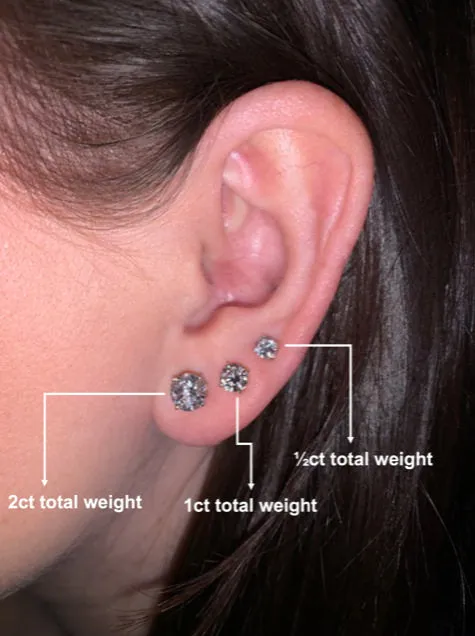 1ct tw LAB GROWN Diamond Earrings in 14kt White gold