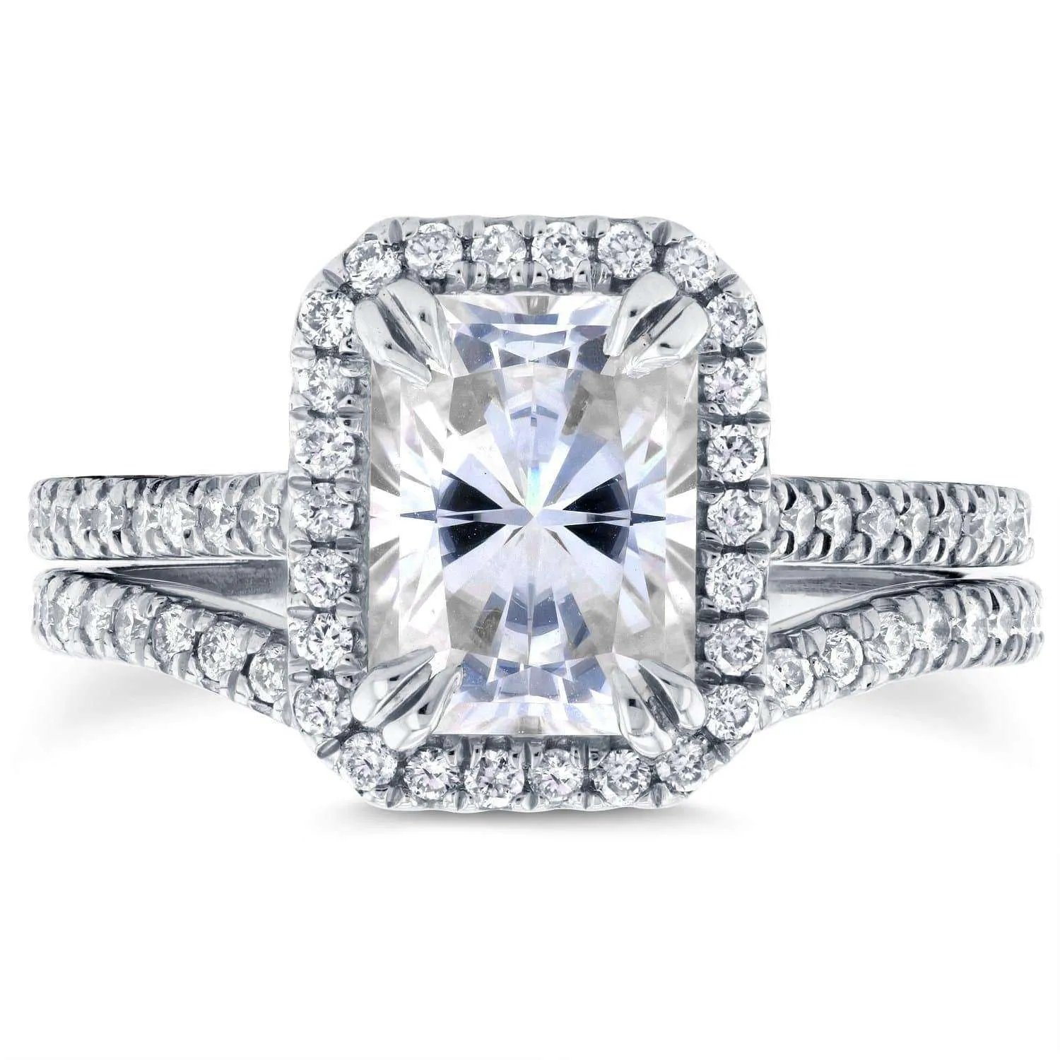 2 1/4ct.tw Original Radiant 8x6 Halo Bridal Set