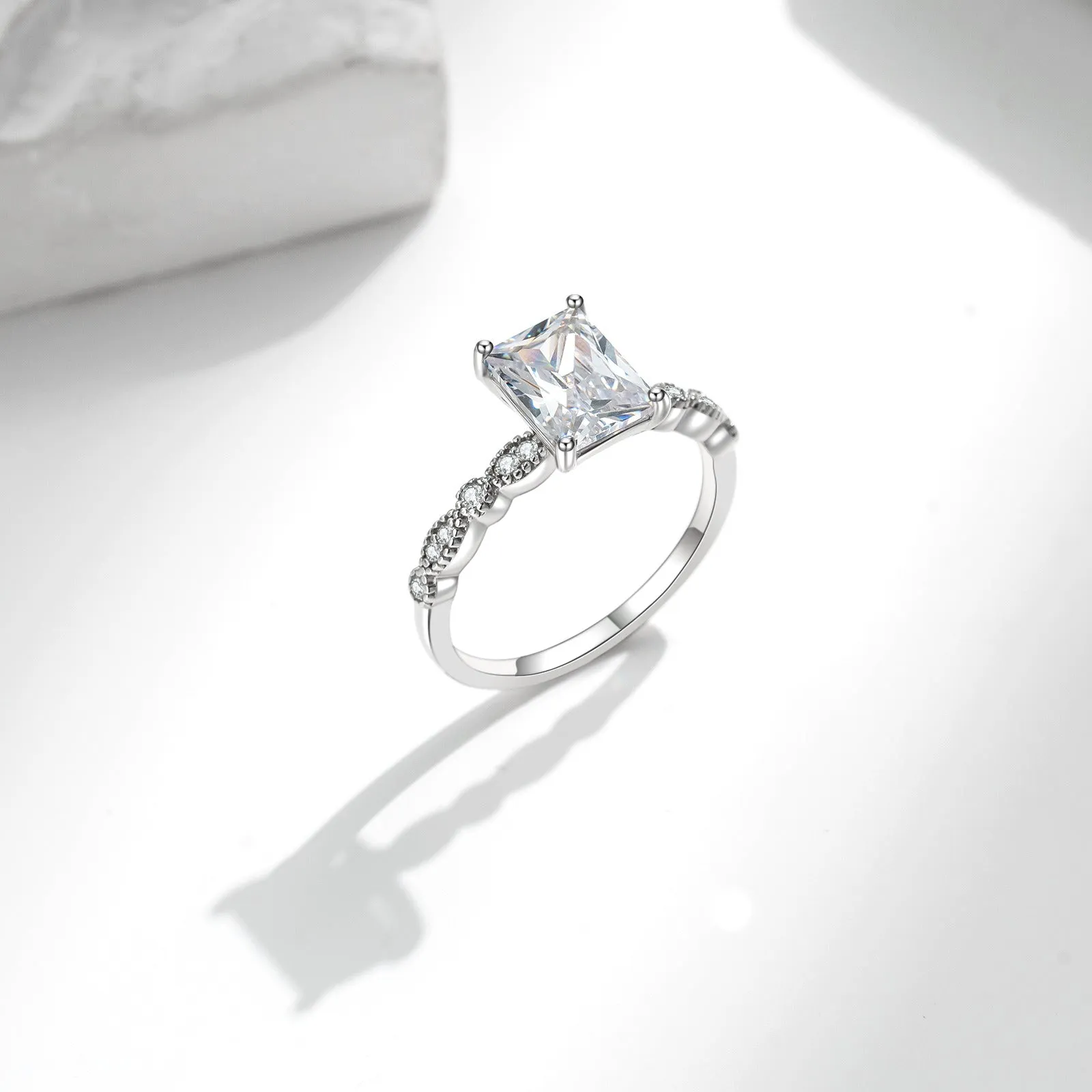 2 Carat Vintage Radiant Cut Bridal Wedding Ring Set