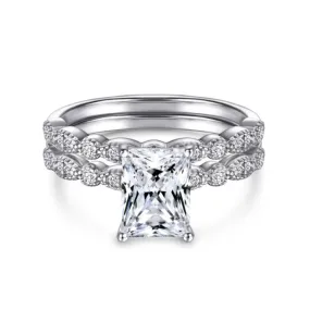 2 Carat Vintage Radiant Cut Bridal Wedding Ring Set