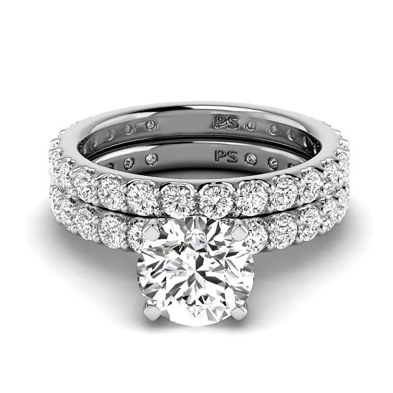 2.40-4.90 CT Round Cut Lab Grown Diamonds - Bridal Set