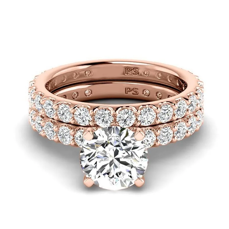 2.40-4.90 CT Round Cut Lab Grown Diamonds - Bridal Set