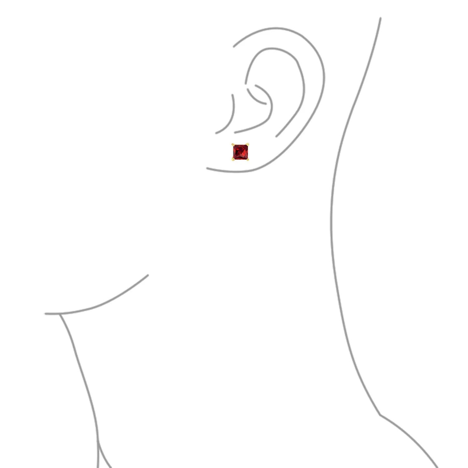 2CT Princess Cut CZ Stud Earrings 14K Gold Sterling Silver 7MM Birth Colors