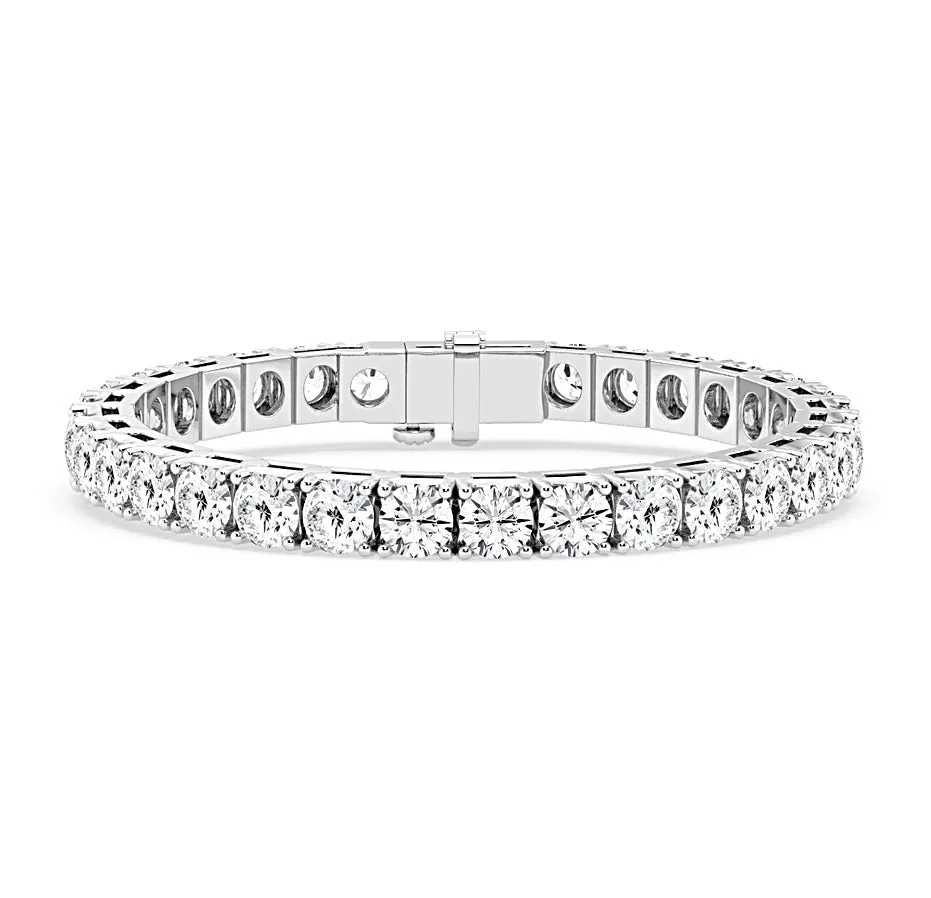 9.25 Carat tw Beautiful White Gold Round Brilliant Cut Shiny Diamond Ladies Tennis Bracelet.Secure Double Clasp.
