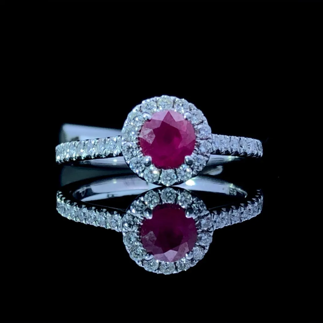 .98 ctw ruby and diamond ring