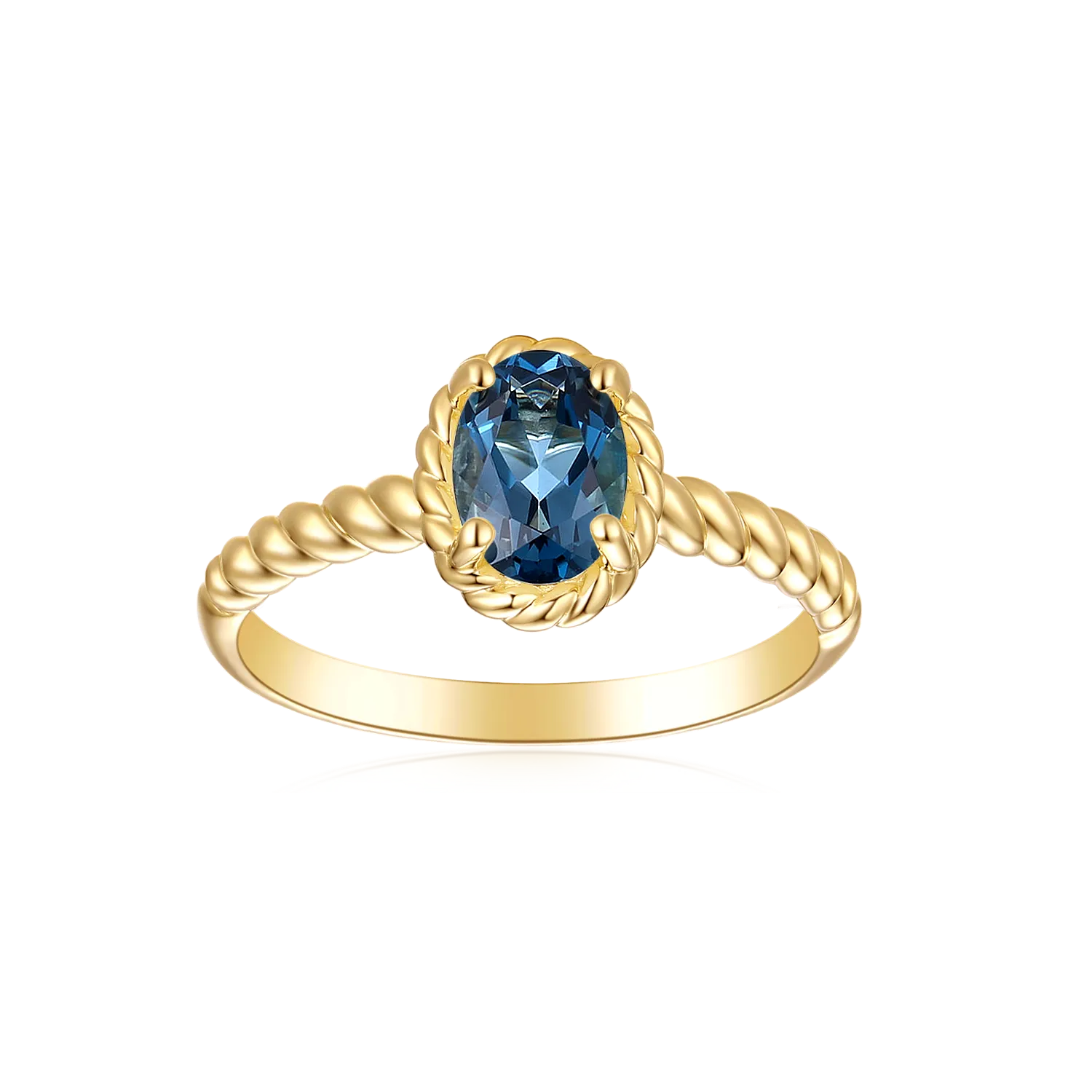 9ct Yellow Gold Oval Cut 7x5mm Black Topaz December Ring