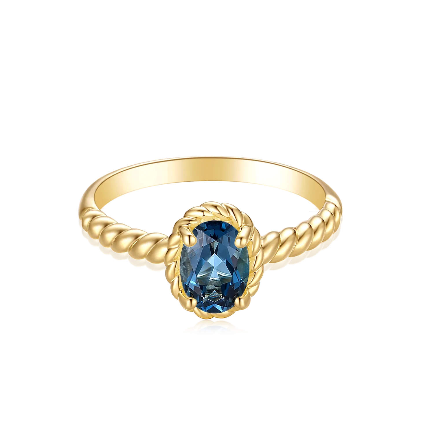 9ct Yellow Gold Oval Cut 7x5mm Black Topaz December Ring