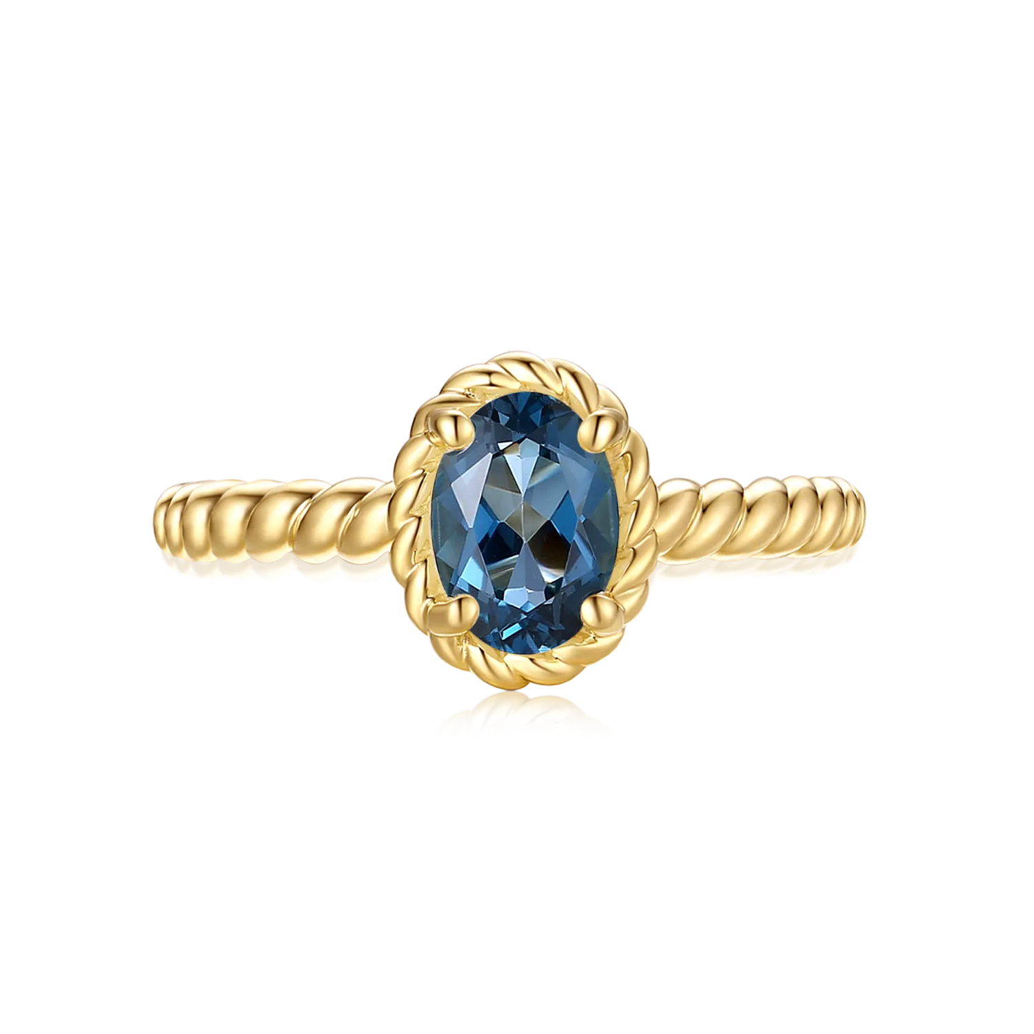 9ct Yellow Gold Oval Cut 7x5mm Black Topaz December Ring