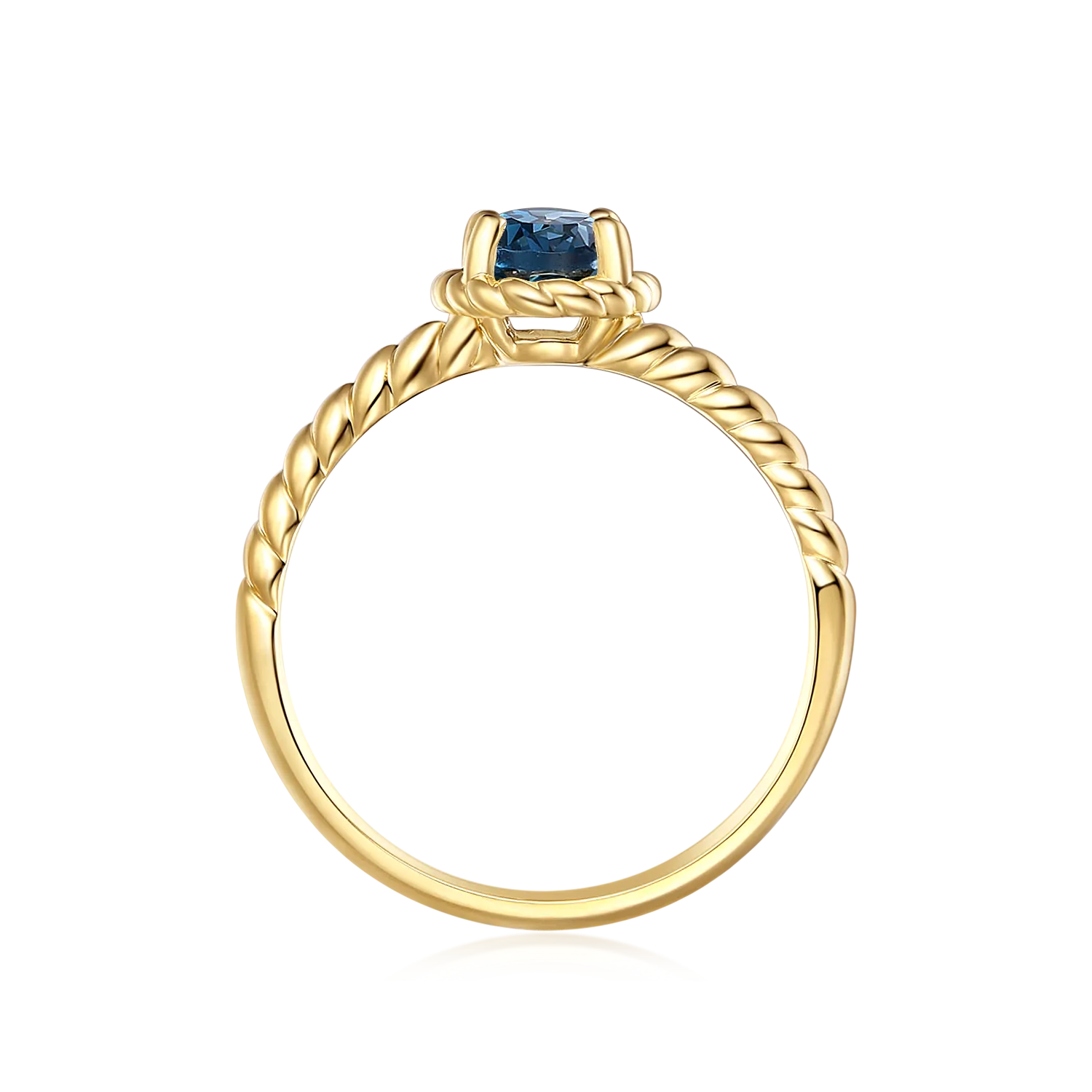 9ct Yellow Gold Oval Cut 7x5mm Black Topaz December Ring