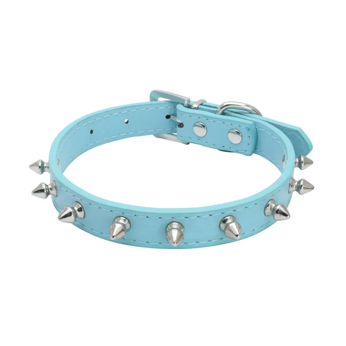 Adjustable PU Leather Spiked Pet Collar - Punk Rivet Design for Cats & Small Dogs