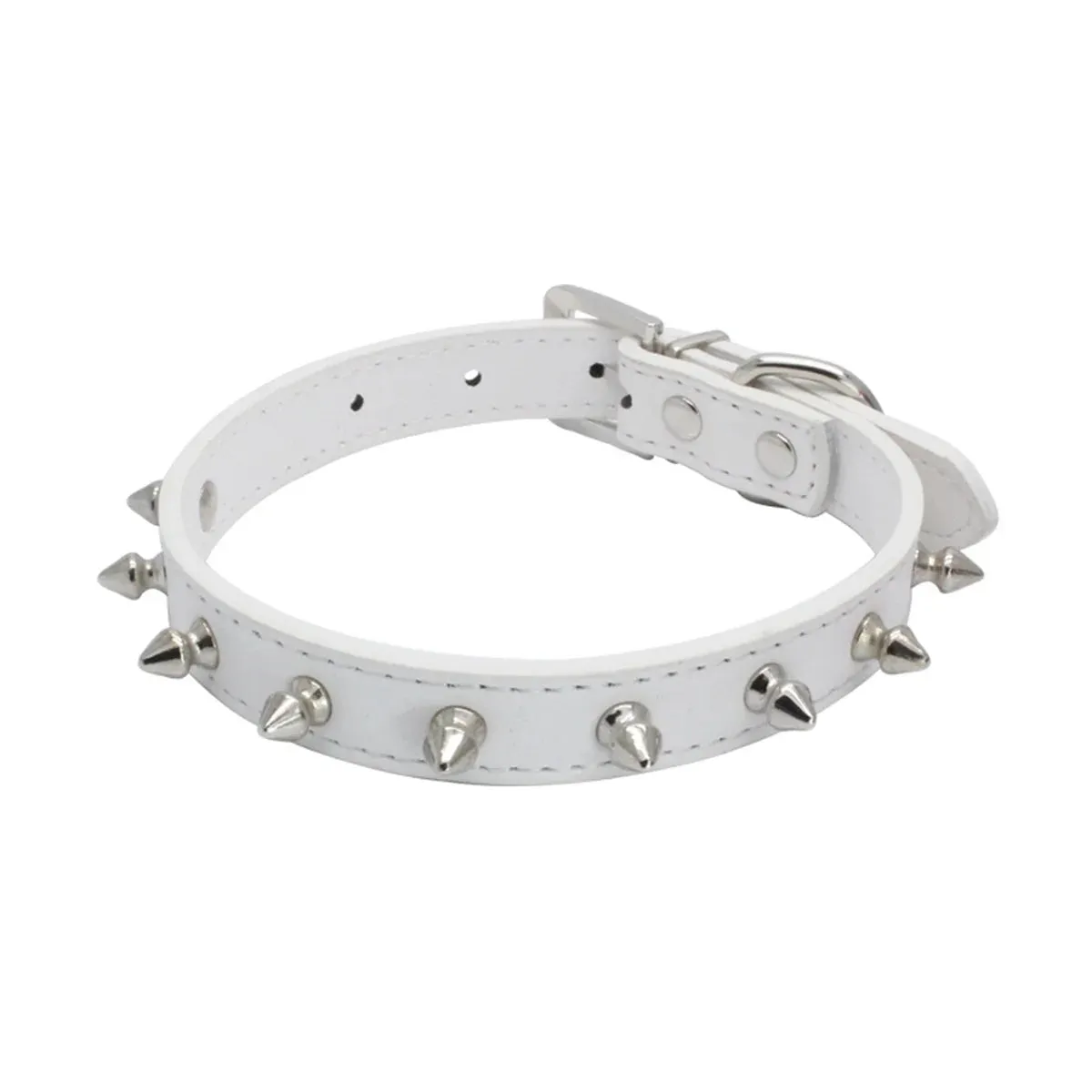 Adjustable PU Leather Spiked Pet Collar - Punk Rivet Design for Cats & Small Dogs