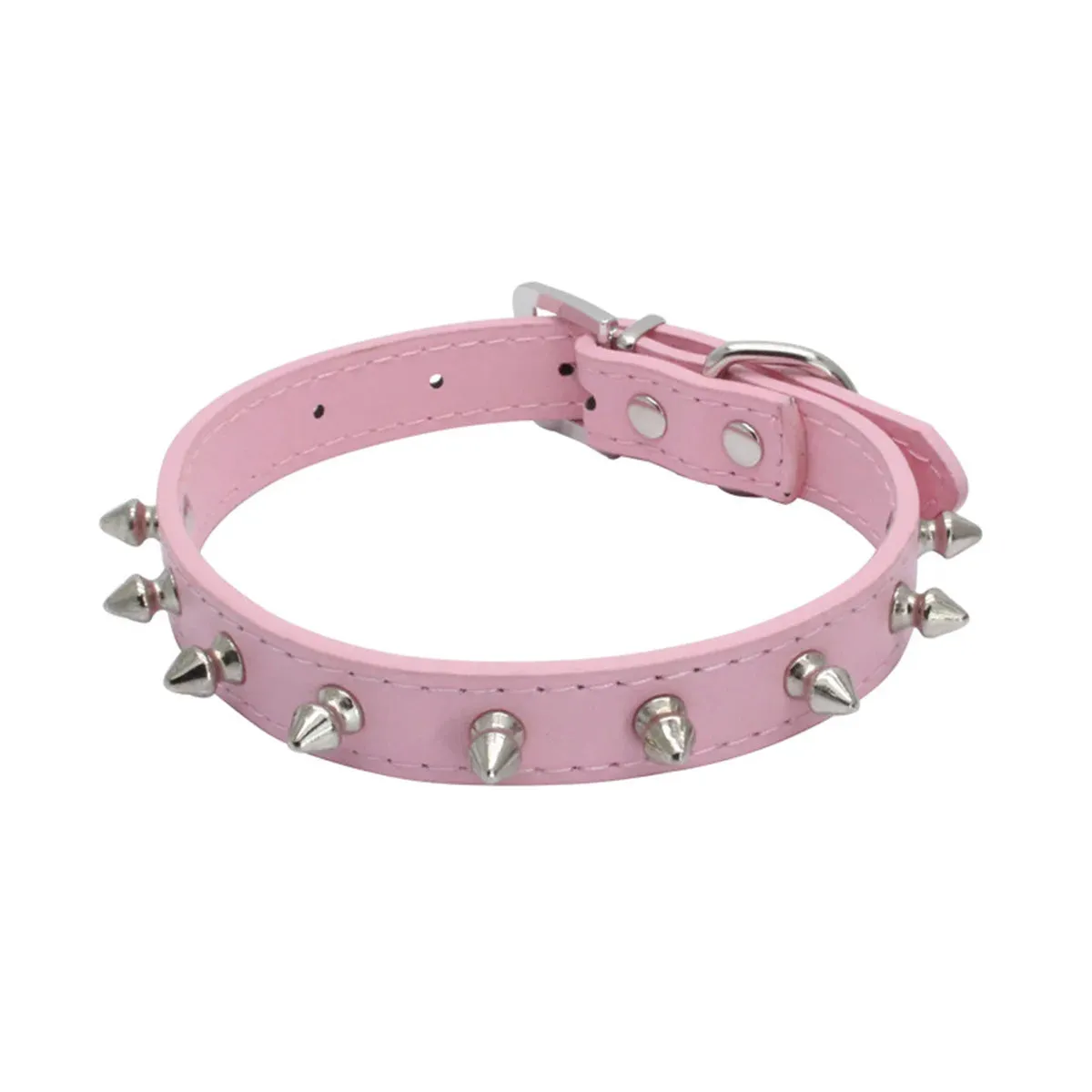 Adjustable PU Leather Spiked Pet Collar - Punk Rivet Design for Cats & Small Dogs