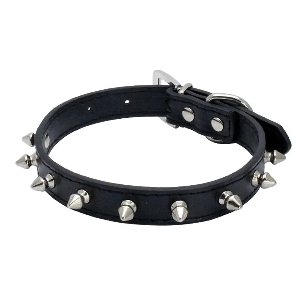 Adjustable PU Leather Spiked Pet Collar - Punk Rivet Design for Cats & Small Dogs