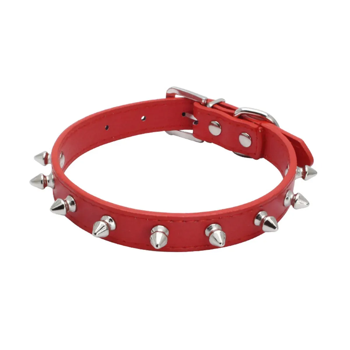 Adjustable PU Leather Spiked Pet Collar - Punk Rivet Design for Cats & Small Dogs