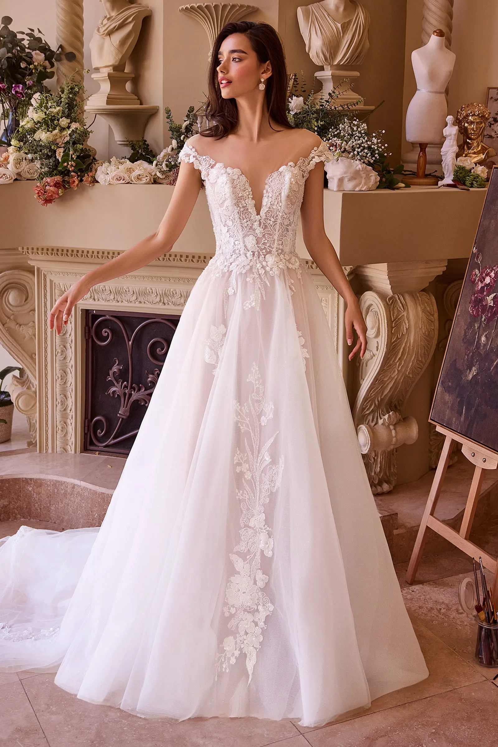 ANDREA & LEO WL038 Cap Sleeve Bridal Ball Gown
