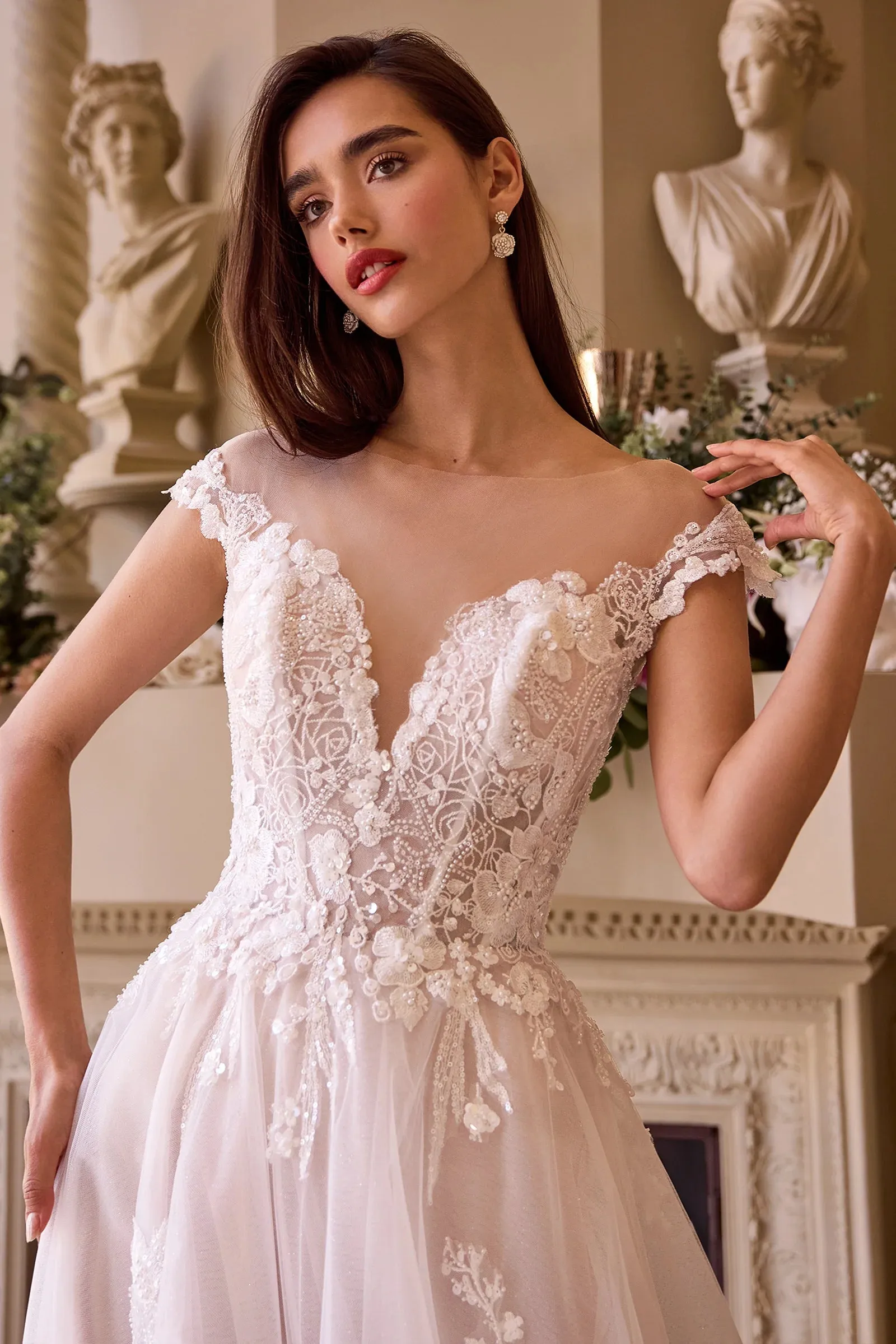ANDREA & LEO WL038 Cap Sleeve Bridal Ball Gown