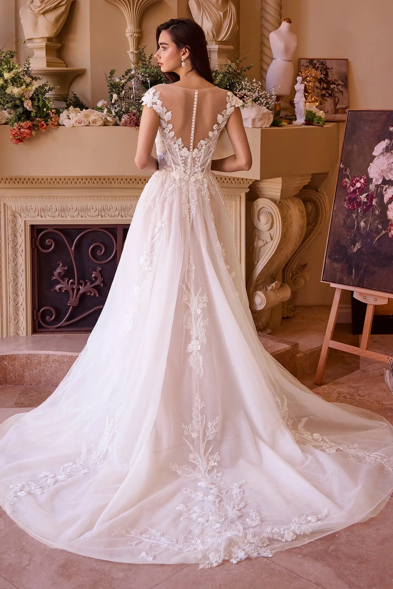 ANDREA & LEO WL038 Cap Sleeve Bridal Ball Gown