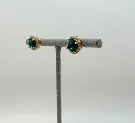 Anton Heunis - Round Stud in Emerald and Gold