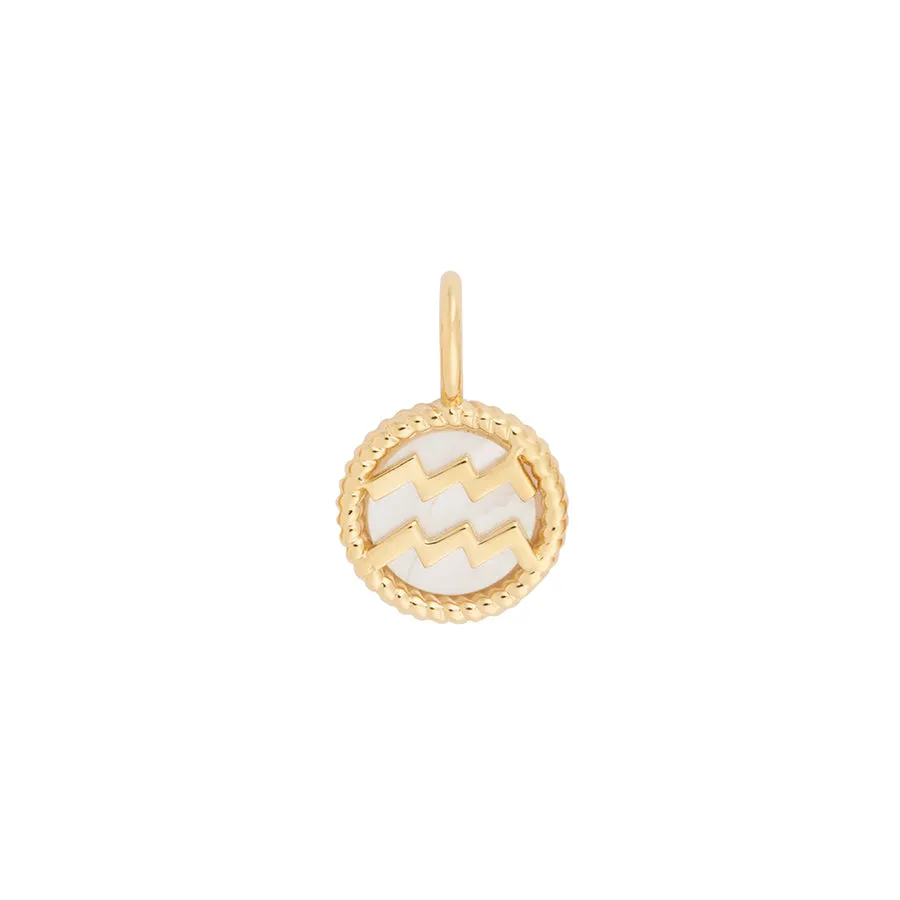 Aquarius Zodiac Mother of Pearl 14K Gold Vermeil Pendant