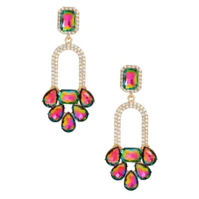 Arched Statement Earrings Pink-green Color