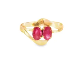 Beautiful Estate 18K Pink Rose Gold Ruby Pinky Ring