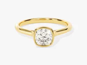 Bezel Cushion Lab Grown Diamond Engagement Ring (1.00 CT)