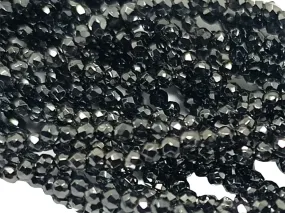 Black Metallic Spherical Faceted Glass Crystal Beads