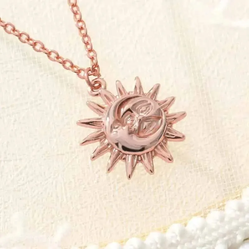 Bohemian Moon Sun Face Stainless Steel Necklace
