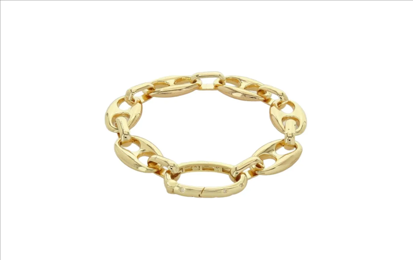 Brass YGP Mariner Bracelet with CZ Clasp