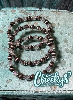 Clear Sparkle Navajo Pearl 3pc Bracelets