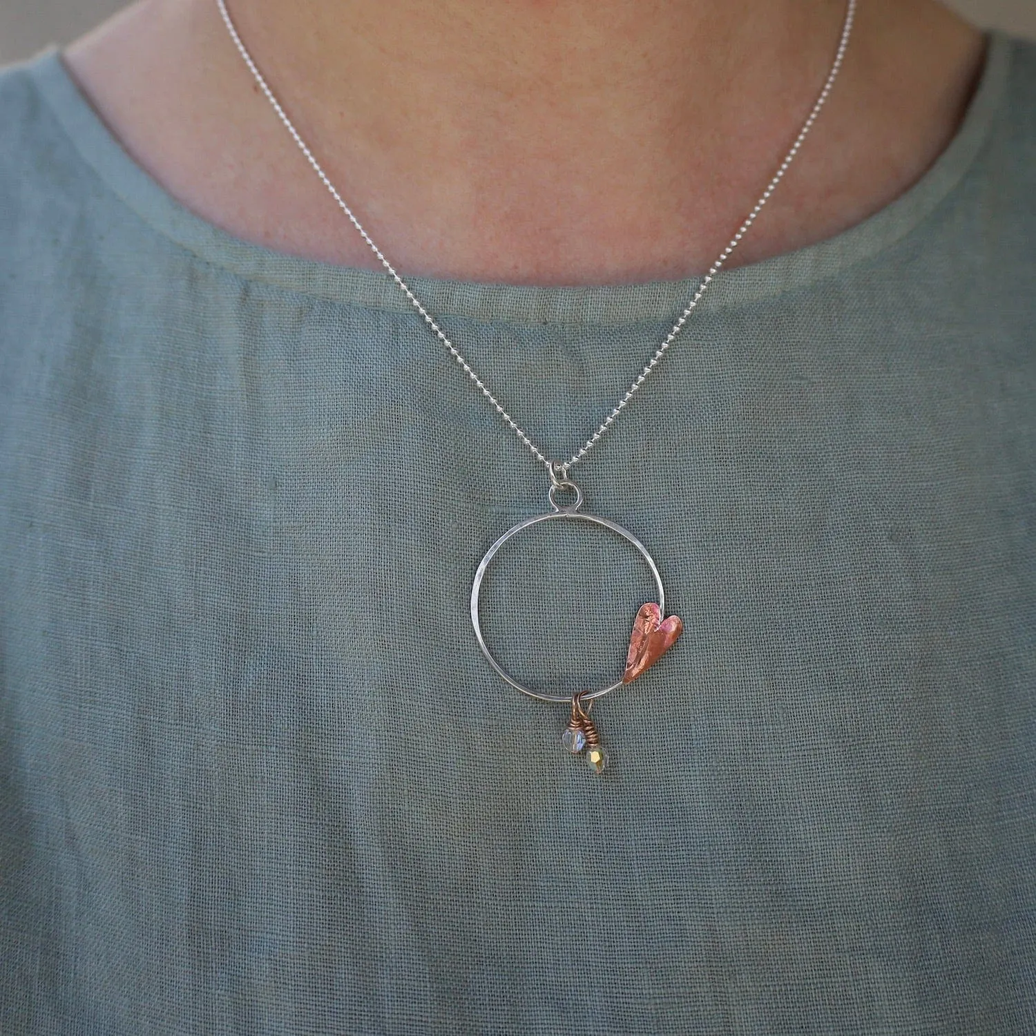 Copper Heart Hoop Necklace