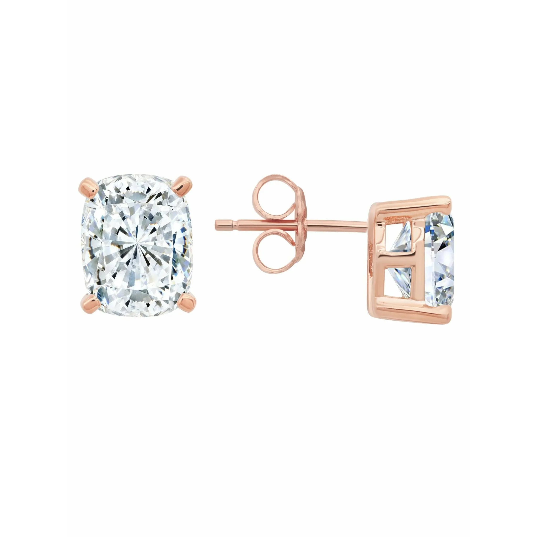 CRISLU Radiant Cushion Cut Earrings finished in 18KT Rose Gold