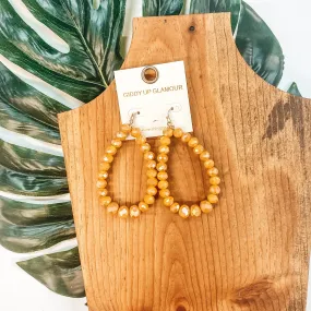 Crystal  Beaded Teardrop Earrings in Mustard