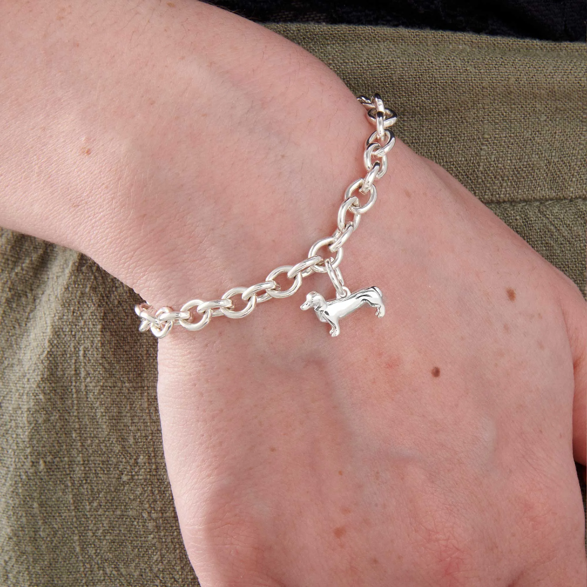 Dachshund Silver Dog Charm