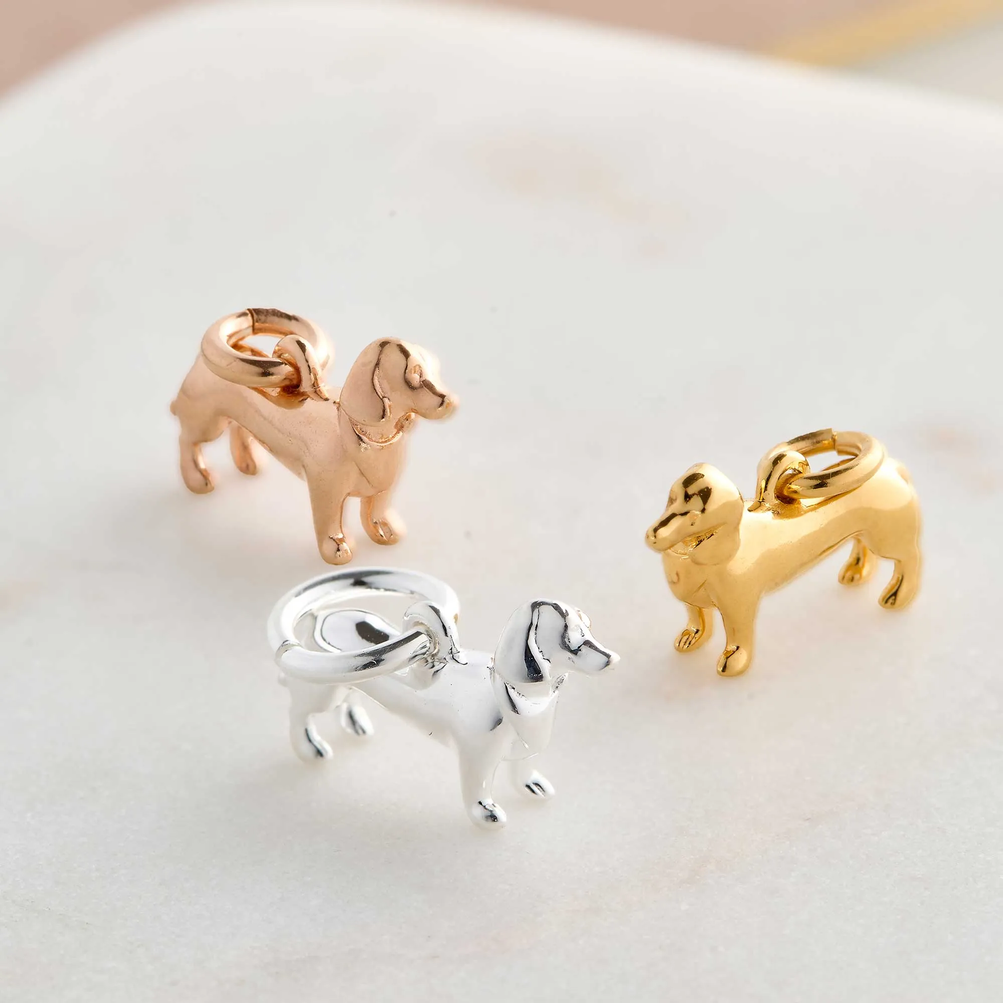 Dachshund Silver Dog Charm